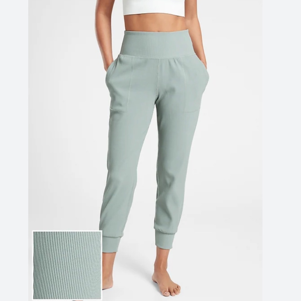Athleta Women's Minimalistic Grey Teal Salutation Rib Jogger Size Small